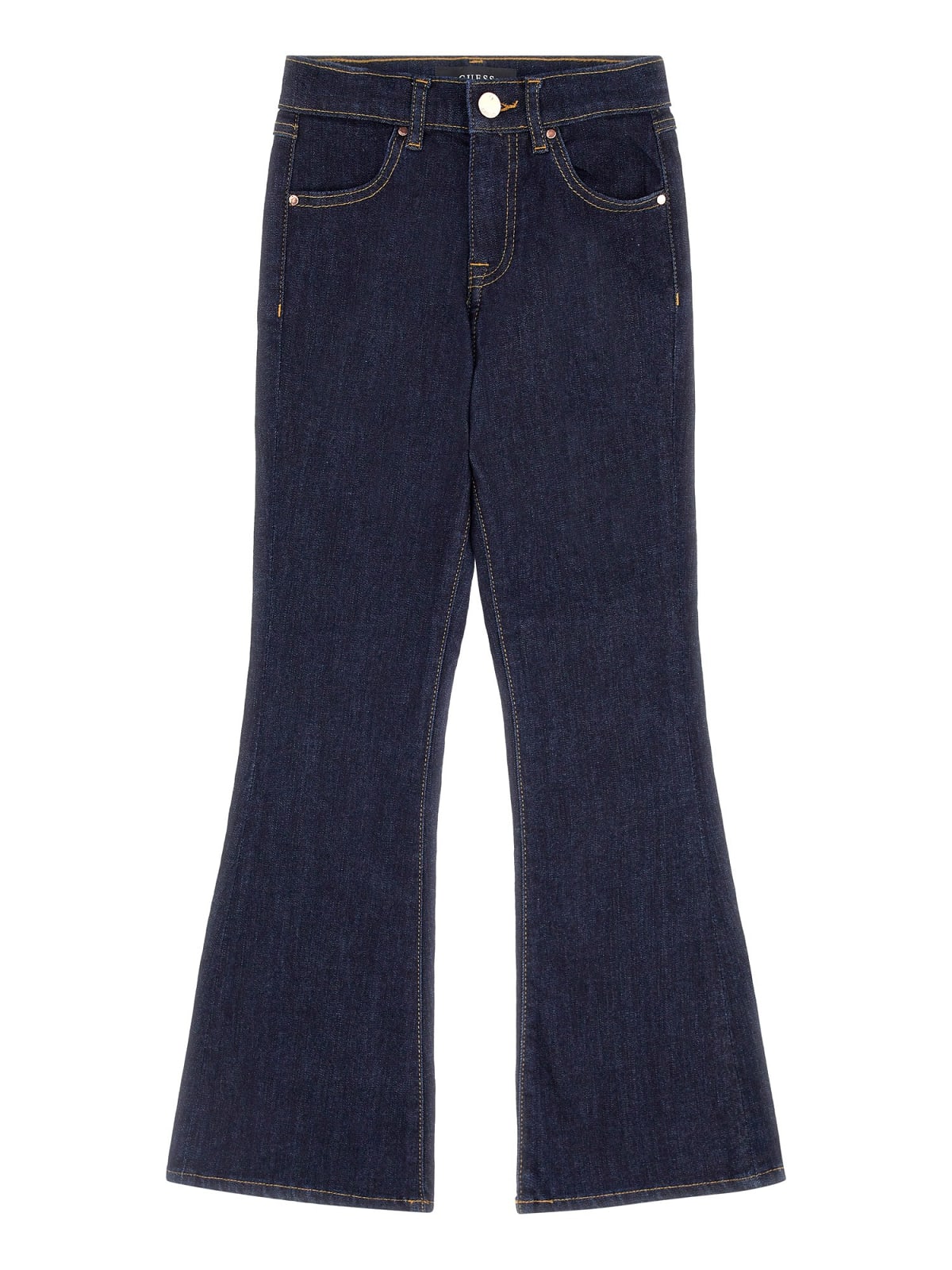 STRETCH DENIM FLARE FIT PANTS