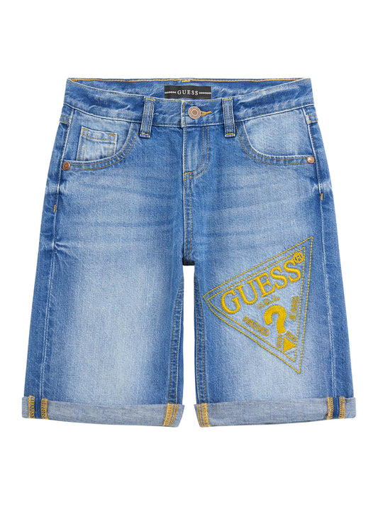 DENIM LINEN SHORTS W/EMBROIDER