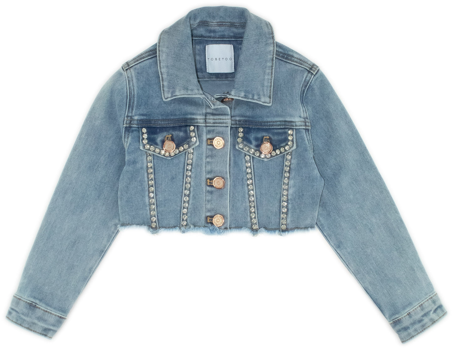 GIUBBINO CROP IN JEANS CON STRASS