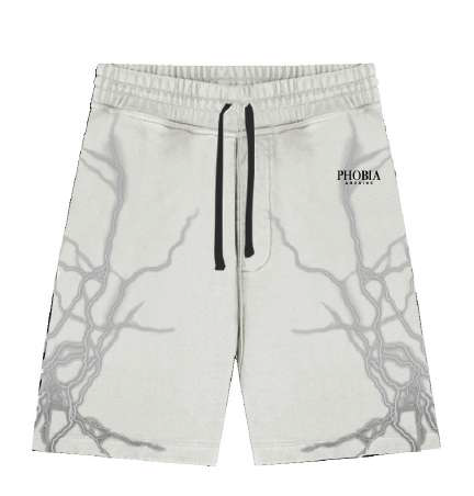 WHITE SHORTS WITH GREY BICOLOR LIGHTNING PRINT